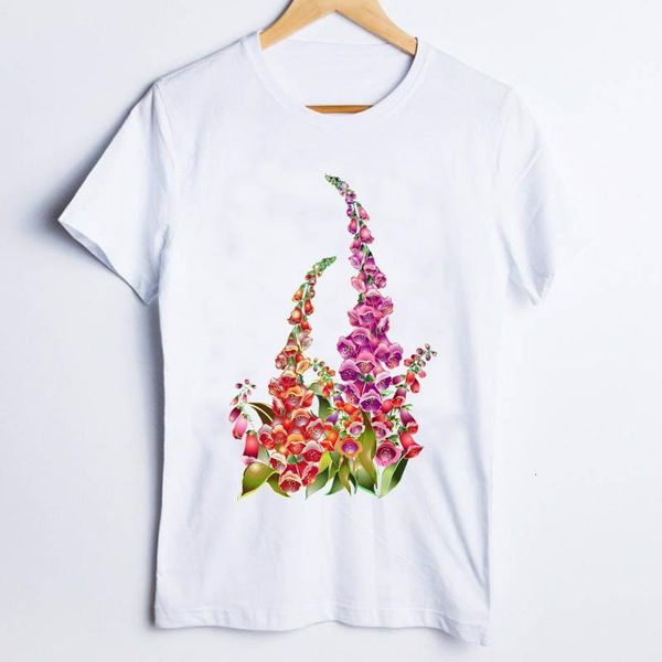 

tees for women print 90s trend mujer camisetas flower floral fashion ladies t shirt clothes lady clothing female t-shirt, White
