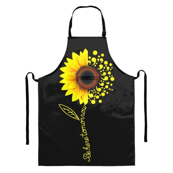 

kawaii sunflower printed sleeveless aprons kitchen women cotton linen animal floral design home cooking baking waist bib
