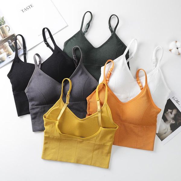 

camisoles & tanks women 2021 ladies seamless underwear u-shaped back sport yoga gym camis female padded camisole, Black;white