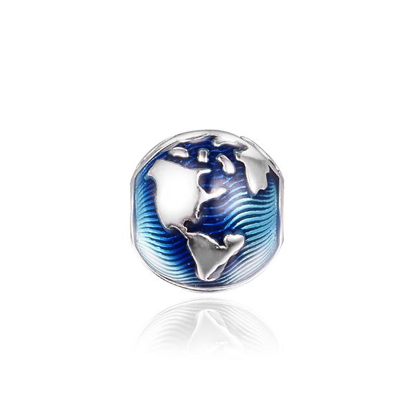

sterling silver jewelry blue globe clip charm fits beaded snake chain bracelets woman diy beads for make up 2021 autumn wholesale, Black