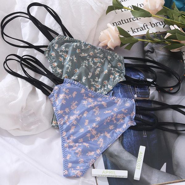

women's panties ice silk underwear thin belt hollow t pants girl low waist cotton crotch summer ladies thong, Black;pink