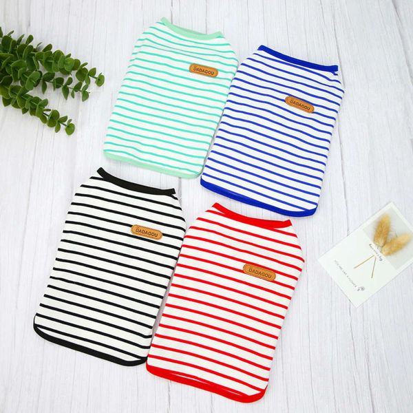 

pet spring and new teddy dog clothing summer thin 21 casual stripe vt