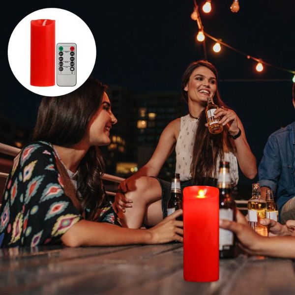 

1 set red led candle lamps smokeless candle lamps decor with remote controller