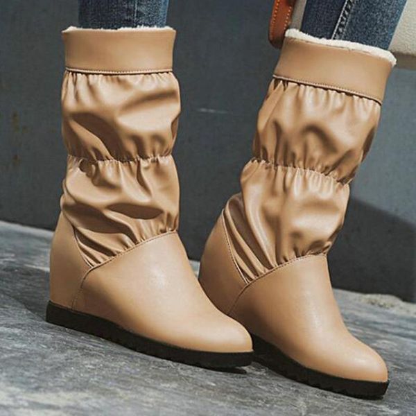 

boots fashion increase within women winter ankle waterproof warm snow shoes botas mujer fa72, Black