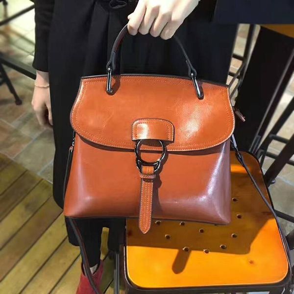 

evening bags women handbag vintage oil wax cowhide luxury designer brand classic elegant genuine leather cross-body bag lady shoulder
