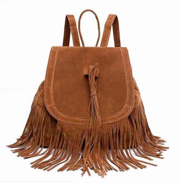 

backpack tassel women's backpack european and american shoulder bag fashion casual travel hudn