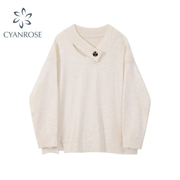 

women's sweaters for women winter 2021 fashion knitted jumpers long sleeve streetwear design loose vintage casual female sweater, White;black