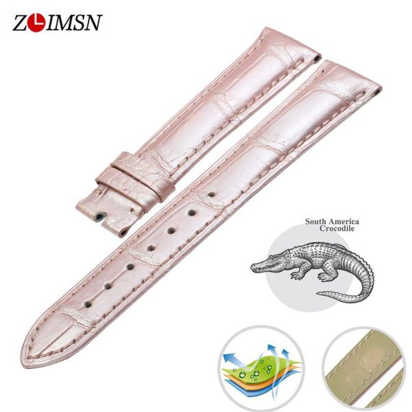 

watch bands zlimsn fashion crocodile leather strap vintage bracelet band 18mm 20mm 22mm 24mm for women luxury alligator, Black;brown
