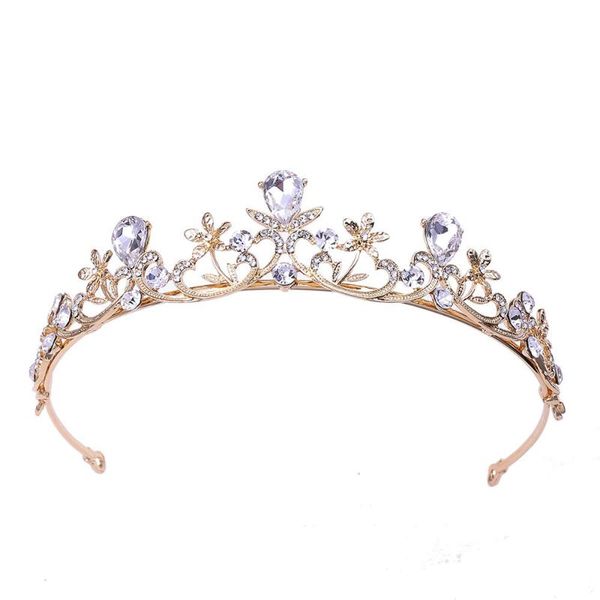 

hair clips & barrettes children's headdress leaf rhinestone bride small crown hoop birthday accessories, Golden;silver