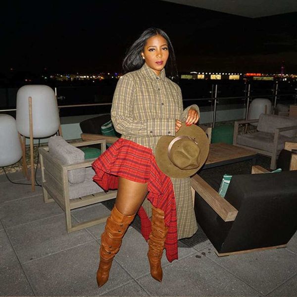 

irregular casual dresses contrast check drs yw0372, Black;gray