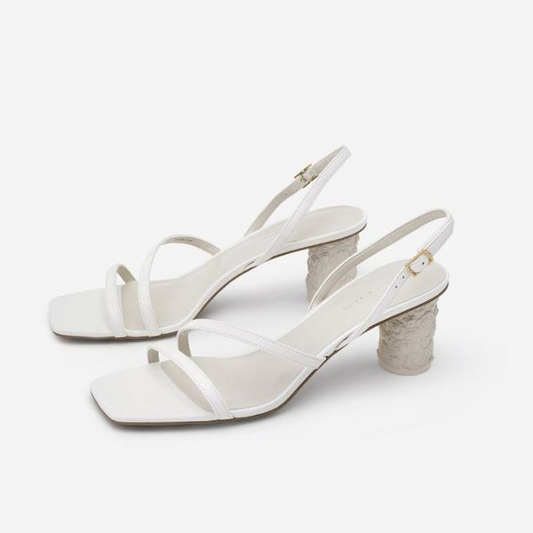 

sandals 2021 summer embossed heel thin belt square toe buckle, Black