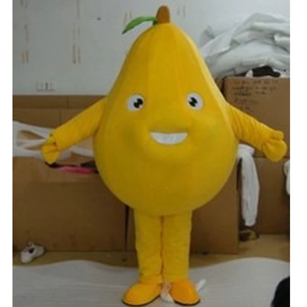 Halloween amarelo pêra mascote traje dos desenhos animados fruta anime tema caráter Natal carnaval festa fantasia trajes adultos tamanho aniversário outdoor outfit