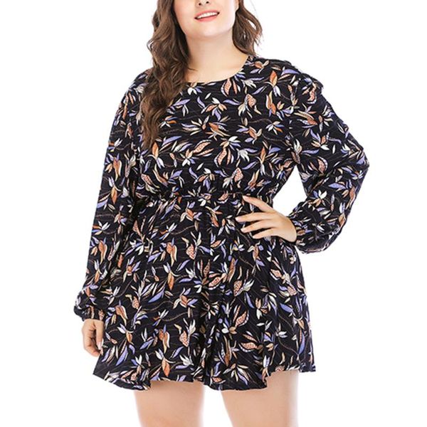 

plus size dresses women vintage mini dress large big autumn long puff sleeve clothing casual vestidos retro fashion print gown, Black