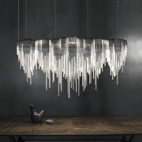 

postmodern creative loft fringed chain light light luxury living room chandelier bedroom lamp dining room villa lighting fixture