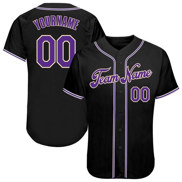 

custom black purple-white authentic baseball jersey, Blue;black