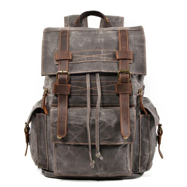 

backpack leather men big capacity waterproof retro travel rucksack school student lapbackpacks luxury canvas duffel daypack