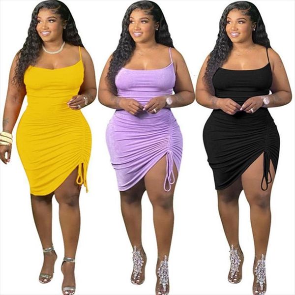 

plus size clothing wholesale elegant womens dresses party outfits bandage draped tank maxi for summer dropshipping, Black;gray