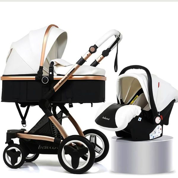 

strollers# belecoo luxury baby stroller 2 in 1 carriage high landscape pram suite for lying and seating on 2021