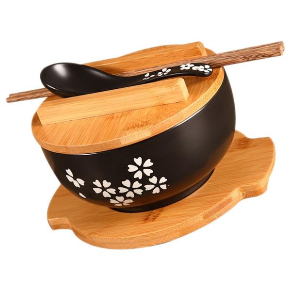 

1 set ceramic noodle rice bowl with cover japanese style soup bowl dinnerware