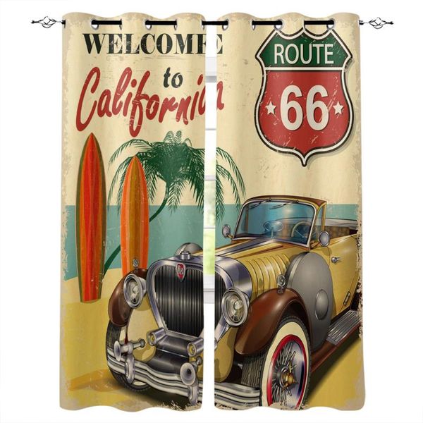 

curtain & drapes retro car seaside beach poster california printed window curtains living room bedroom children modern home decor