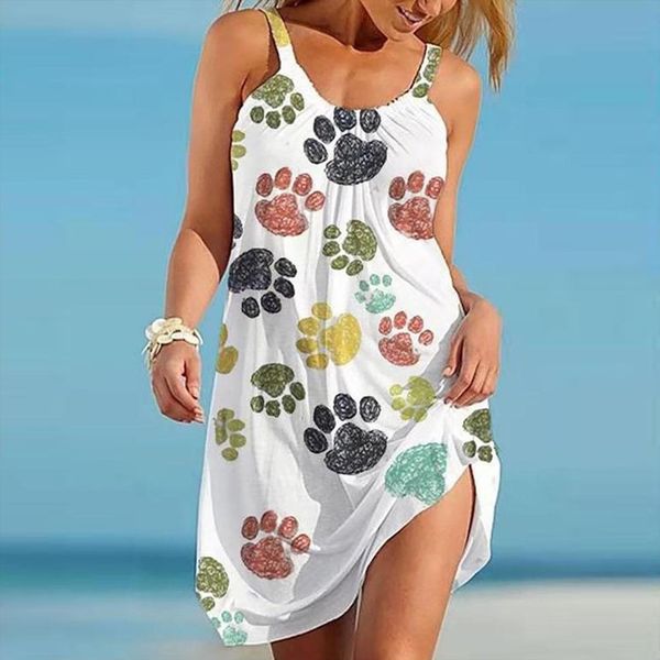 

hillsionly plus size summer women dress spaghetti strap sleeveless casual for robe femme, Black;gray