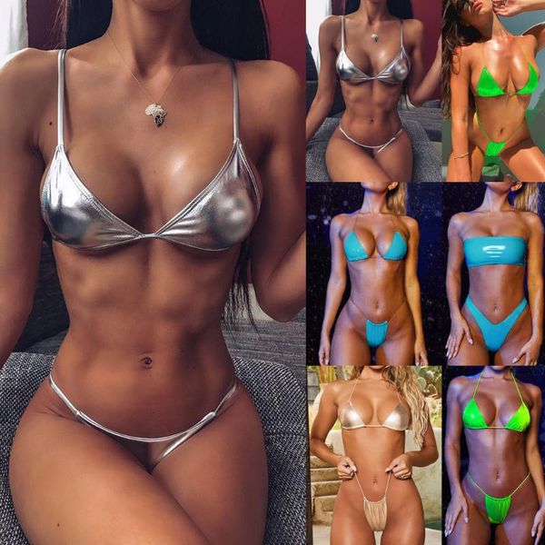 

bras sets jaycosin women's two piece filled bra silver solid split bathing female summer lingerie beachwear wire 19nov27, Red;black