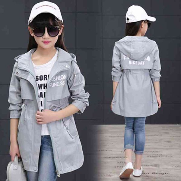 

kids coats for girls spring autumn trench children fall windbreaker 4 6 8 10 12 14years teenage jackets, Blue;gray