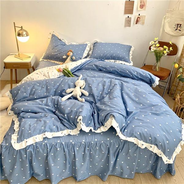

bedding sets nordic style ins cotton bed t 100 summer princess sheet 4-piece flower quilt cover cute be