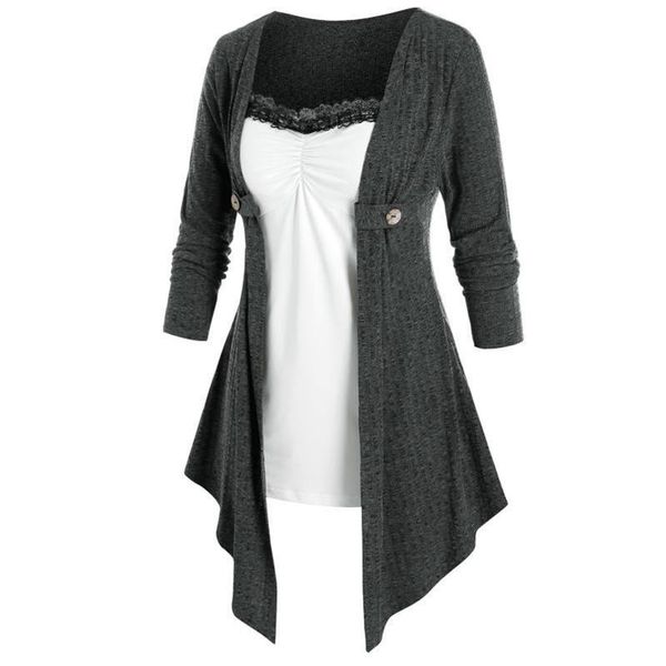 

casual dresses dress women autumn spliced two fake stitching color long sleeves vintage vestidos plus size, Black;gray