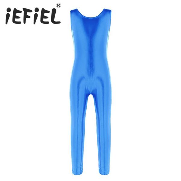 

stage wear iefiel sleeveless kids girl children shiny sequins ballet dance gymnastics leotard jumpsuit unitard dancewear clothes, Black;red