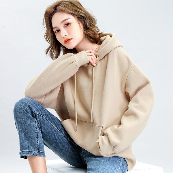 

women's solid new color hoodies with hoodie long sleeve sweatshirt thicker sweat jacket casual sports velvet a159 5naz, Black