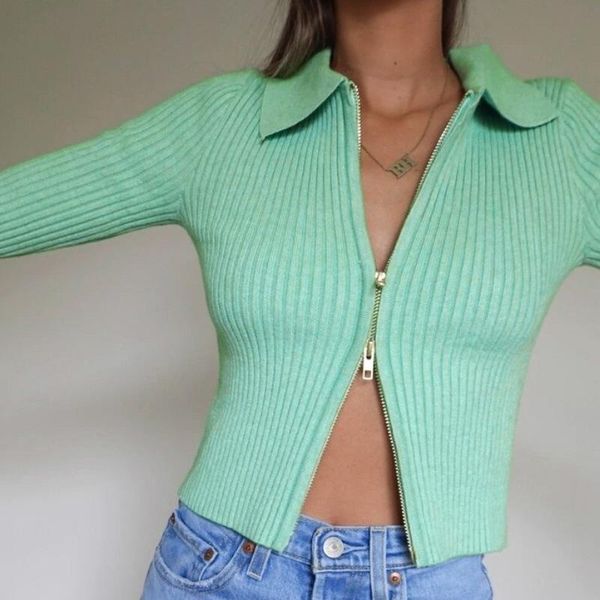 

women sweater knitted cardigans slim fit crop knitwear zipper design long sleeve sweater selling women, White;black