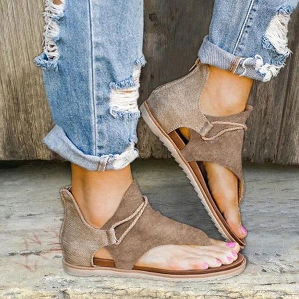 

women summer clip toe sandals shoes sandalia feminina ladies zipper comfy flats sandals casual beach sandal zapatos de mujer new l0c5#, Black