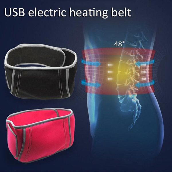 

waist support usb powered heating pad belt winter outdoor lower back heat wrap 40-50 portable belly heater, Black;gray