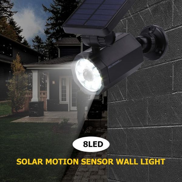 

outdoor wall lamps 8led solar porch lamp human body sensor simulation camera waterproof lighting for street yard