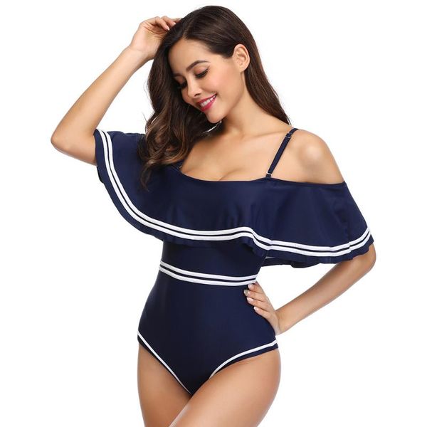 

one-piece suits women's one piece swimsuit vintage off shoulder ruffled bathing
