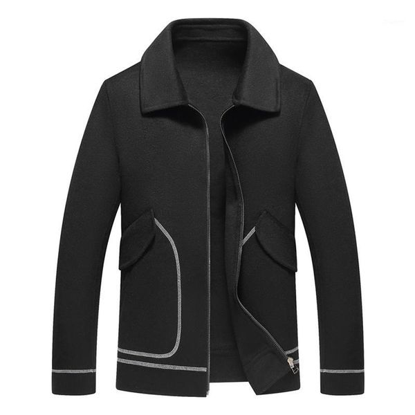 

winter wool jacket men's high-quality wool coat casual slim coat men's1, Black