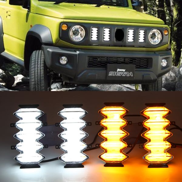 4 STÜCKE FÜR SUZUKI JIMNY 2019 2020 2021 DRL Gelb Blinker LED Vordergrill Lamps Tagfahrlicht