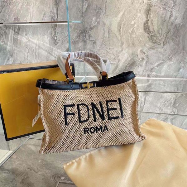 

luxurys designers bag 2021 new large capacity shopping bag one shoulder portable straw woven parquet tote bag ysj