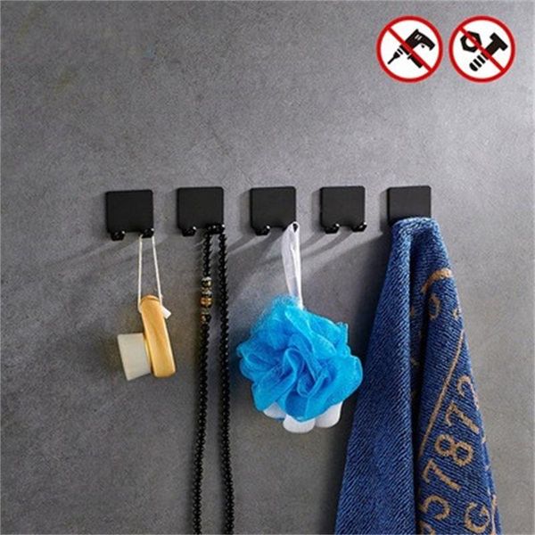 

hooks & rails 1pc creative hook punch wall mounted strong sticky space aluminum holder bathroom kitchen home storage supplies