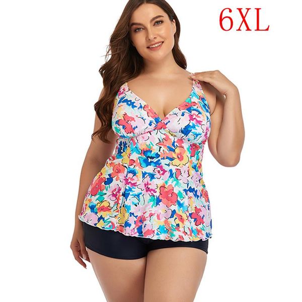 

2021 tankini swimsuit women plus size swimwear deep v retro floral swimwear swimming suit maillot de bain femme tankini