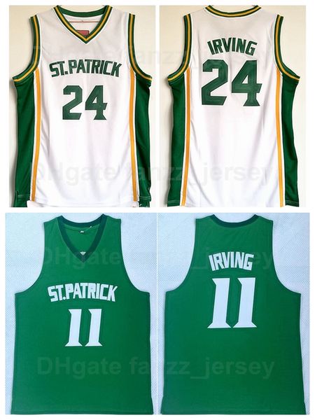 

st patrick high school basketball 24 kyrie irving jersey 11 color white away green team stitching and sewing pure cotton breathable sports m, Black