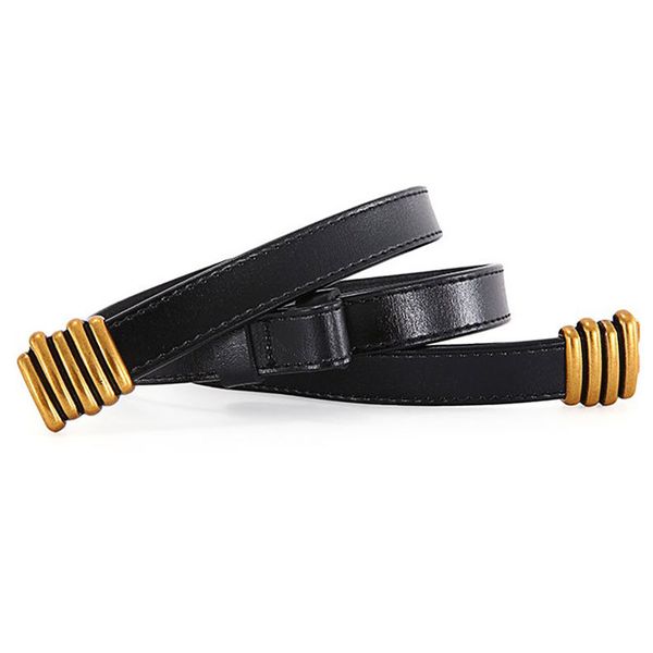 

2021 net celebrity retro female belt fashion adjustment leather thin belt ladies pair buckle belt women's decoration matching dress, Black;brown