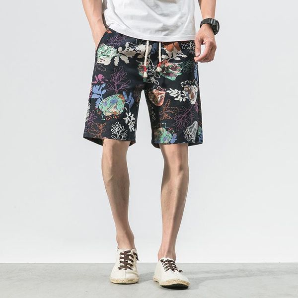 

men's bermuda shorts cotton linen casual shorts men chinese style streetwear short pants man 2021 summer large size dropshipping, White;black