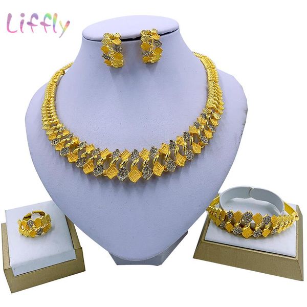 

earrings & necklace liffly african jewelry sets charm women dance party fasbion bracelet ring wedding gift, Silver