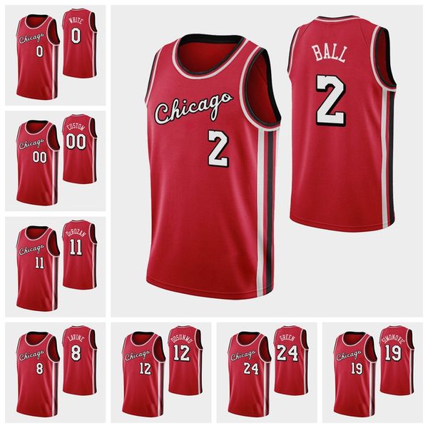 

baseball jersey chicago's bulls's men zach lavine marko simonovic coby white devon dotson demar derozan city 75th edition annivers, Black;red