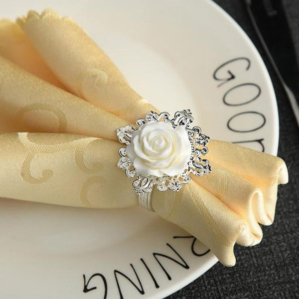 

napkin rings 4pcs/lot wedding rose flower buckle dinner ring
