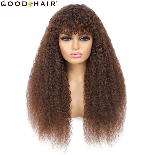 

hair bulks brazilian for black women kinky straight human with bangs full machine made medium brown good