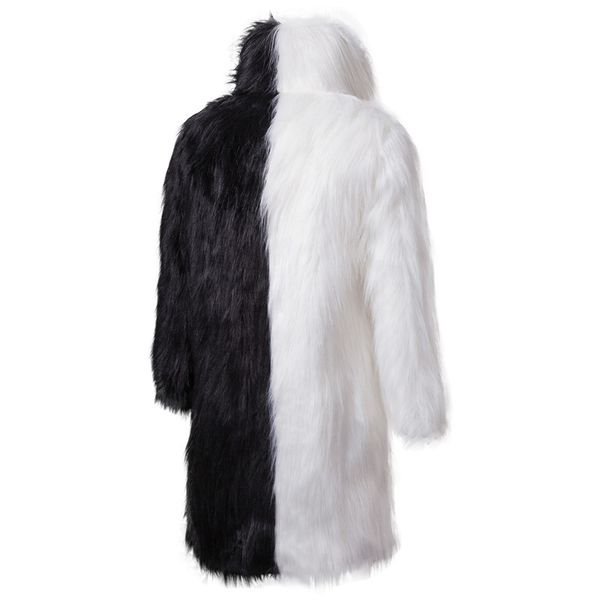 

2021 new winter men's faux fur long black and white stitching cardigan jacket keeps and comfortable