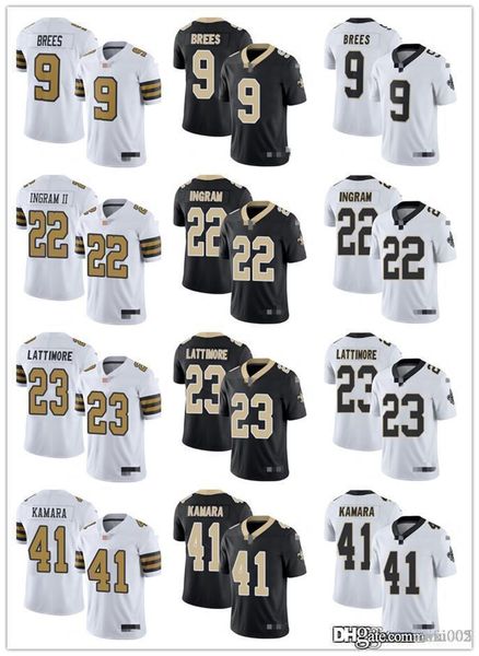 

men women youth new orleans saints 23 marshon lattimore white 9 drew brees 22 mark ingram black 41 alvin kamara football jerseys, Black;red